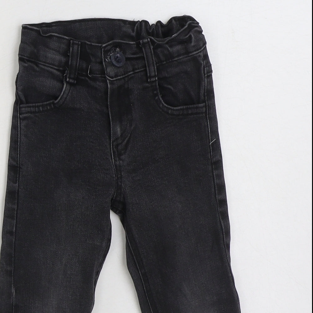 Weeny Boys Black Cotton Skinny Jeans Size 2 Years Regular Button