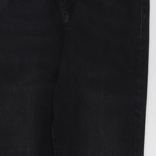 Marks and Spencer Girls Black Cotton Skinny Jeans Size 12-13 Years Regular Button - Distressed