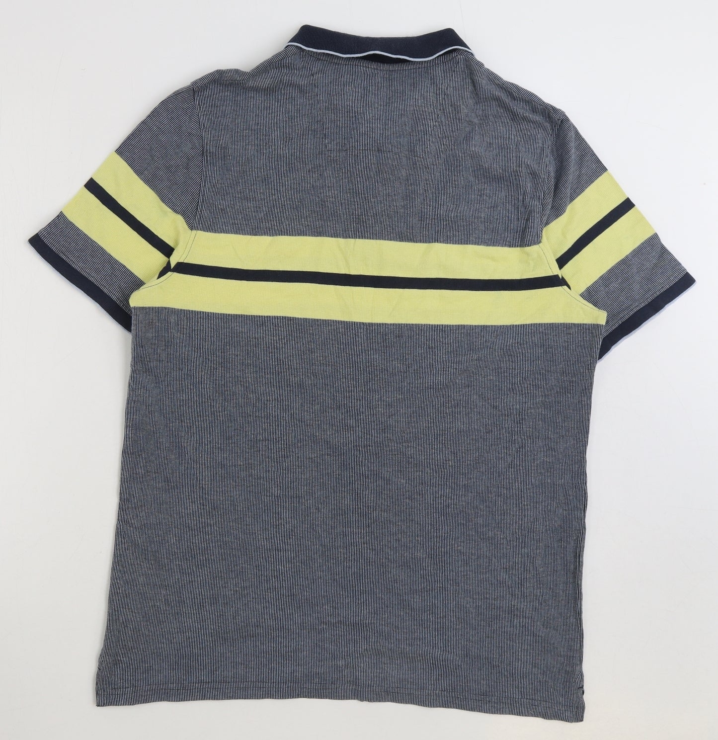 Maine Mens Multicoloured Colourblock Cotton T-Shirt Size L Collared