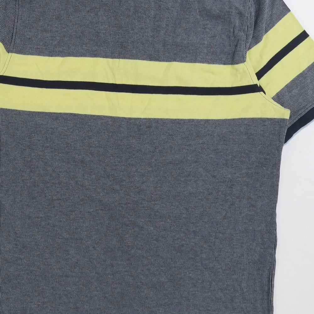 Maine Mens Multicoloured Colourblock Cotton T-Shirt Size L Collared
