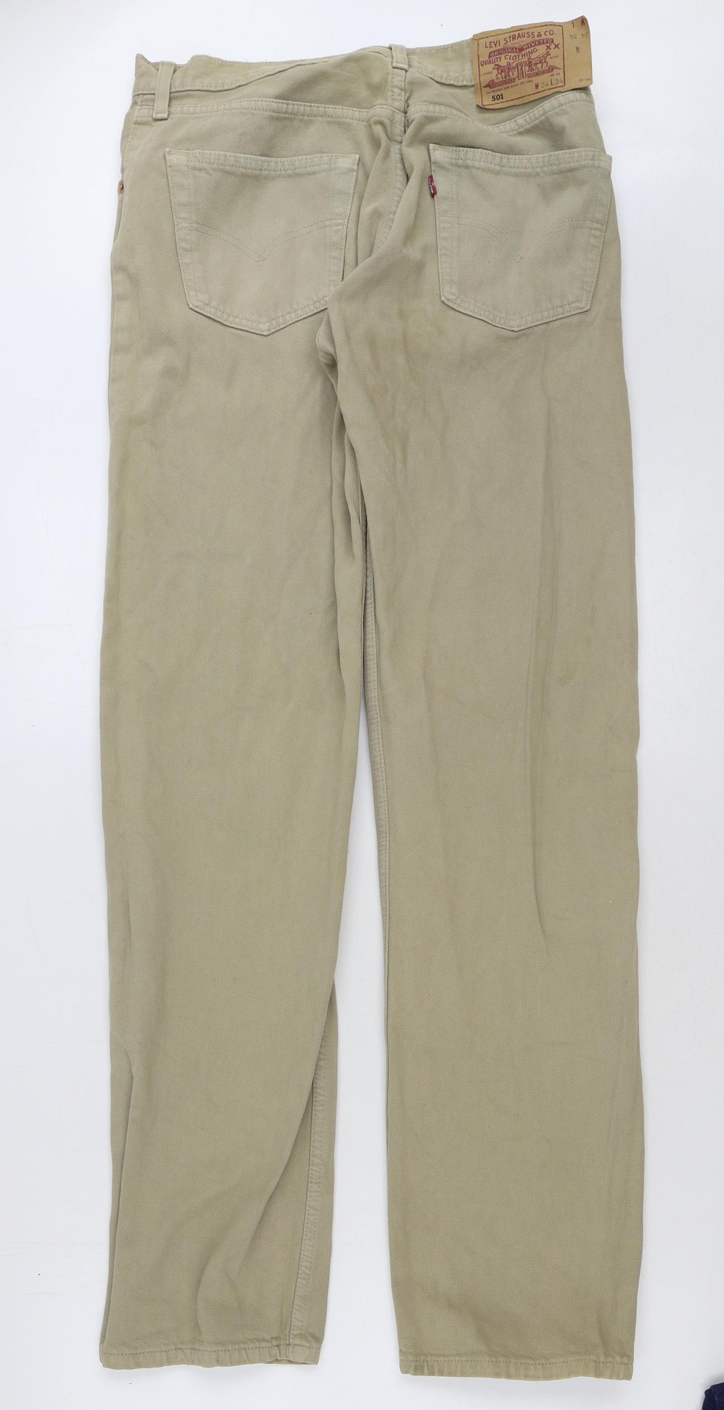 Signature by Levi Strauss & Co. Mens Beige Cotton Chino Trousers Size 34 in L34 in Regular Button