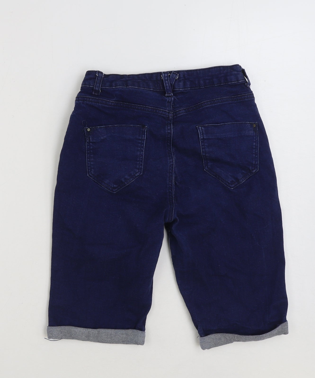 Dorothy Perkins Womens Blue Cotton Bermuda Shorts Size 10 L10 in Regular Button