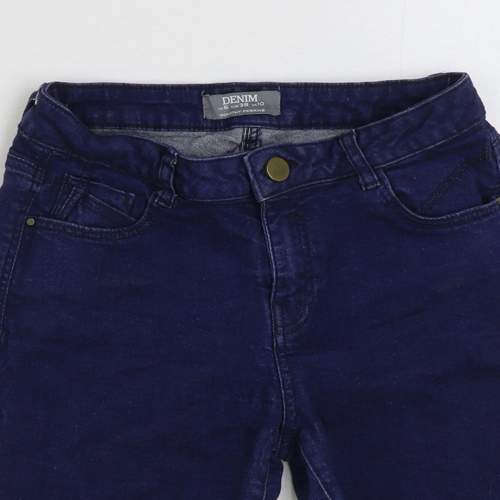 Dorothy Perkins Womens Blue Cotton Bermuda Shorts Size 10 L10 in Regular Button