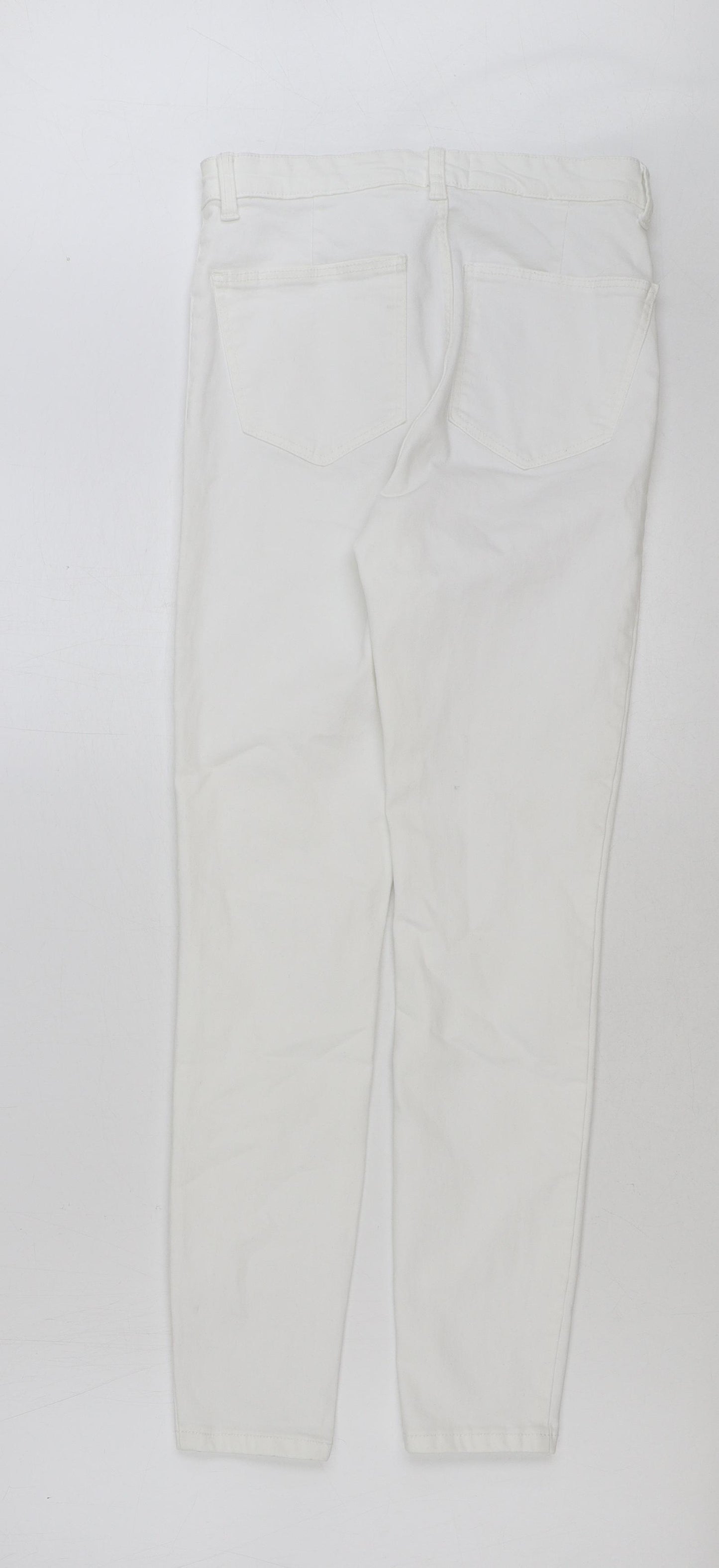 Zara Womens White Cotton Skinny Jeans Size 10 L28 in Regular Button