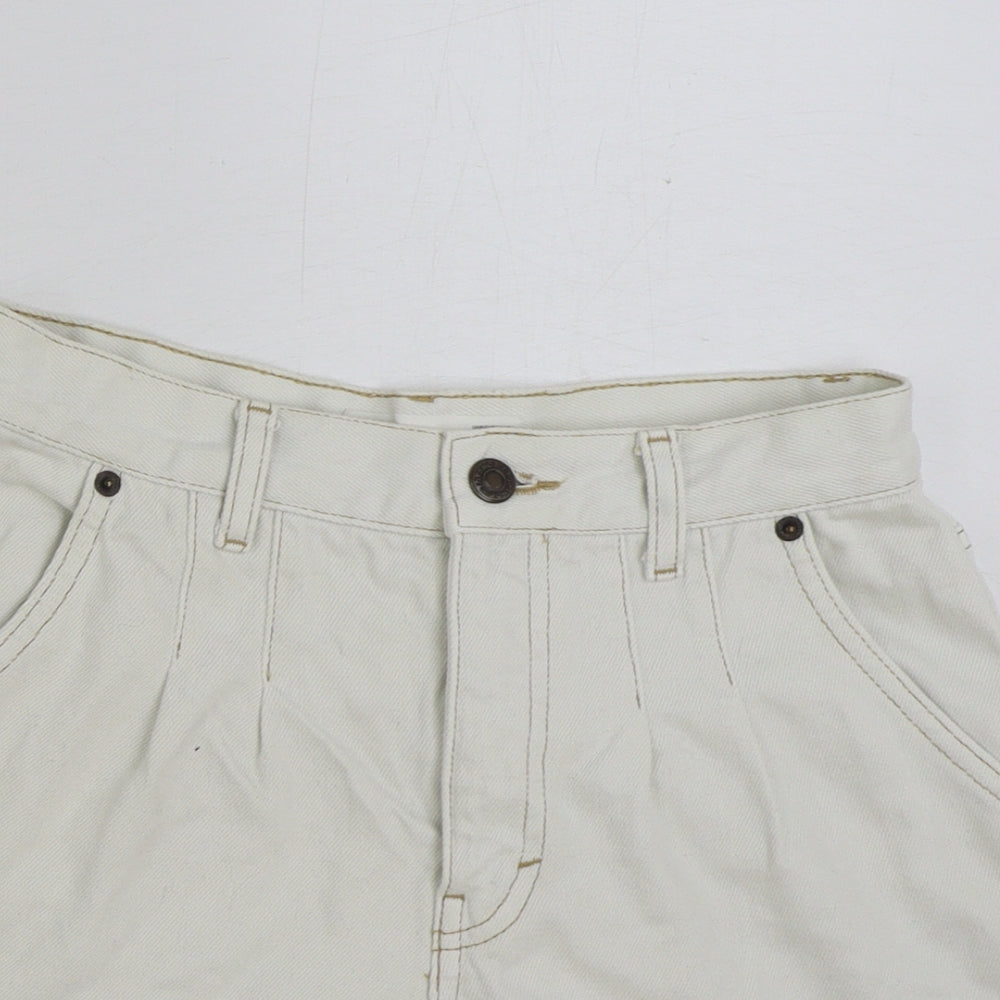 Topshop Womens White Cotton Bermuda Shorts Size 8 Regular Button