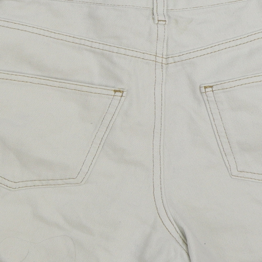 Topshop Womens White Cotton Bermuda Shorts Size 8 Regular Button