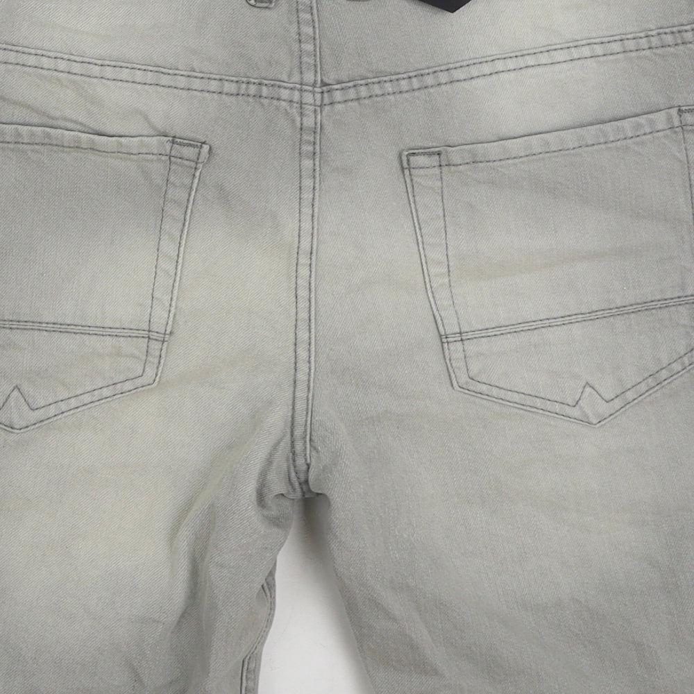 Threadbare Mens Grey Cotton Bermuda Shorts Size 32 in L9 in Regular Button