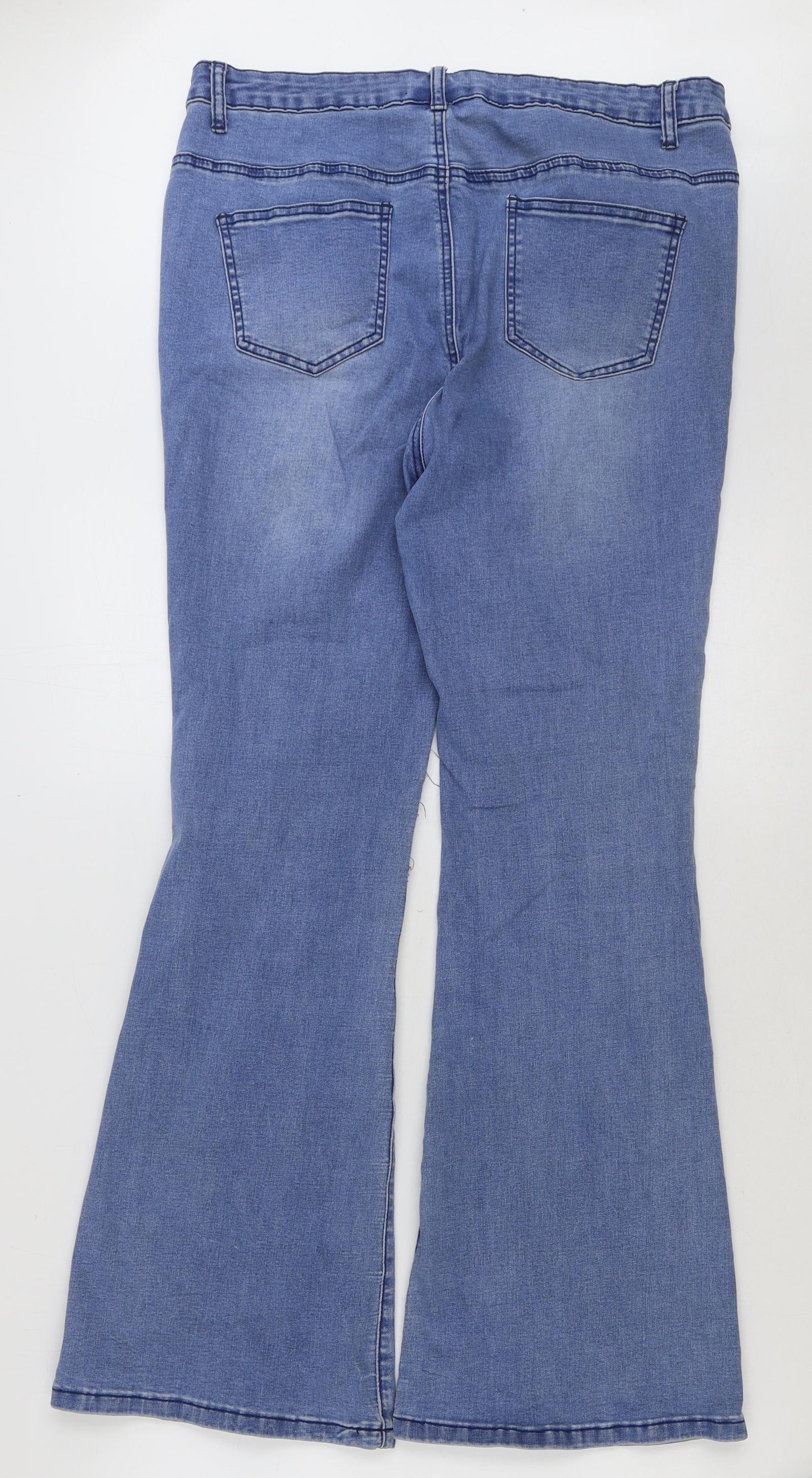 Studio Womens Blue Cotton Flared Jeans Size 16 L31 in Regular Button
