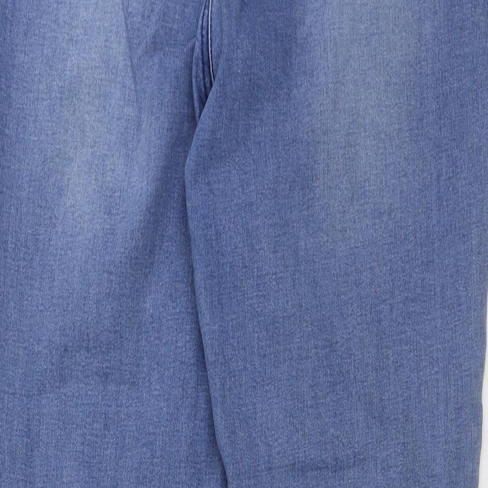 Studio Womens Blue Cotton Flared Jeans Size 16 L31 in Regular Button