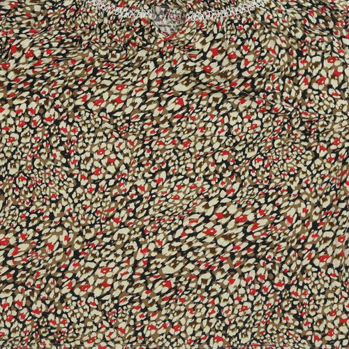 Marks and Spencer Womens Multicoloured Geometric Cotton Basic Blouse Size 8 Round Neck