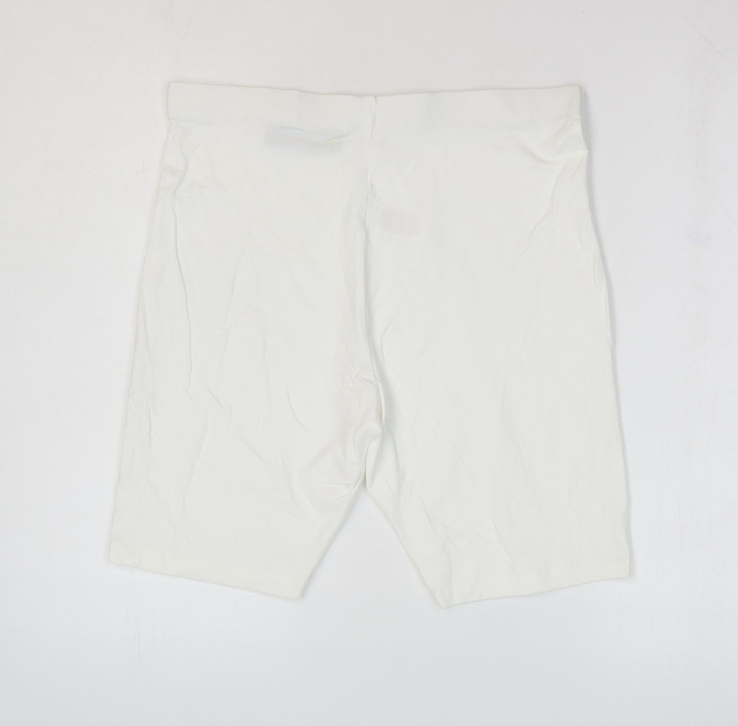 Peacocks Womens White Cotton Sweat Shorts Size 16 L8 in Regular Pull On - Cycle Short