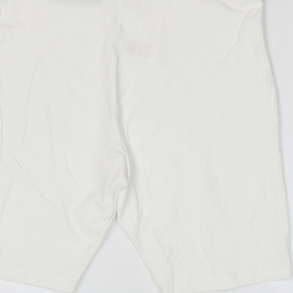 Peacocks Womens White Cotton Sweat Shorts Size 16 L8 in Regular Pull On - Cycle Short