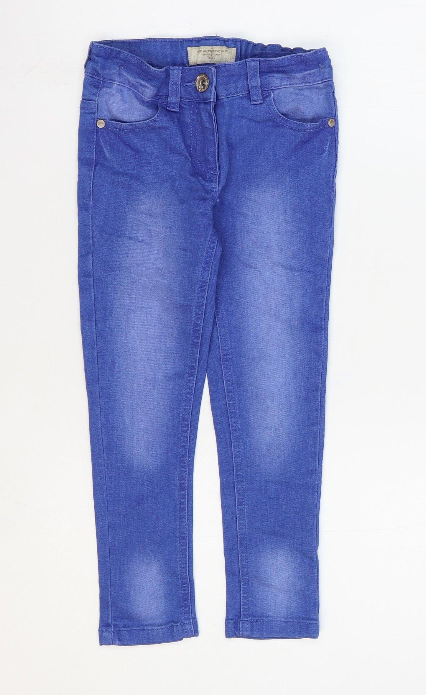 NEXT Boys Blue Cotton Skinny Jeans Size 6 Years Regular Zip
