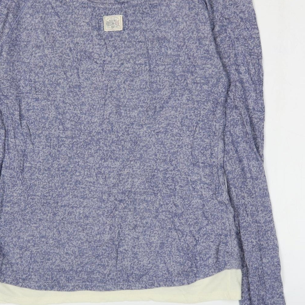 Hudson & Rose Womens Blue Cotton Basic Blouse Size 12 Round Neck - Cold Shoulder Lace Detail