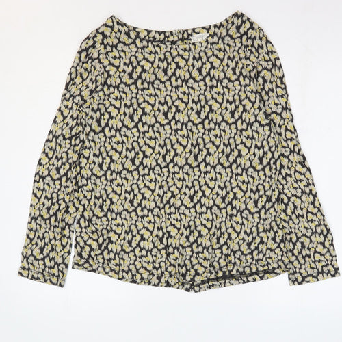 Fat Face Womens Yellow Geometric Cotton Basic Blouse Size 10 Round Neck