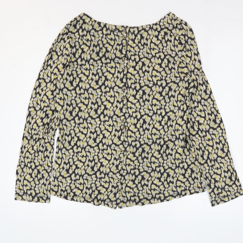 Fat Face Womens Yellow Geometric Cotton Basic Blouse Size 10 Round Neck