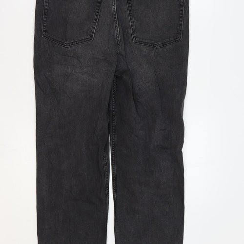 Marks and Spencer Womens Black Cotton Straight Jeans Size 12 L27 in Regular Zip