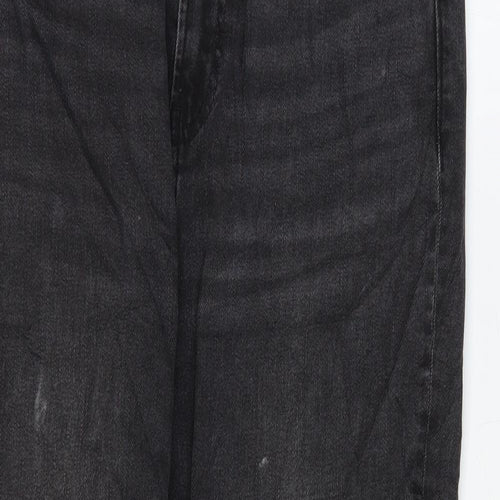 Marks and Spencer Womens Black Cotton Straight Jeans Size 12 L27 in Regular Zip