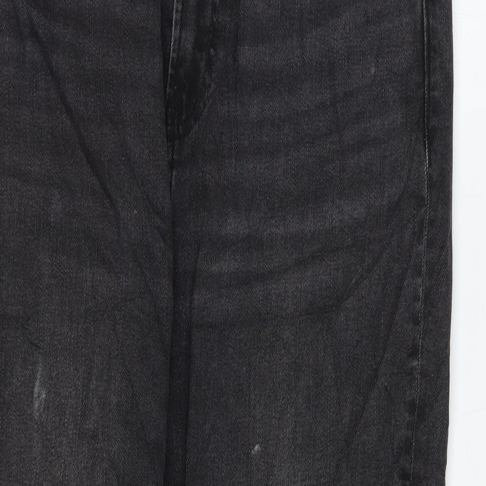 Marks and Spencer Womens Black Cotton Straight Jeans Size 12 L27 in Regular Zip