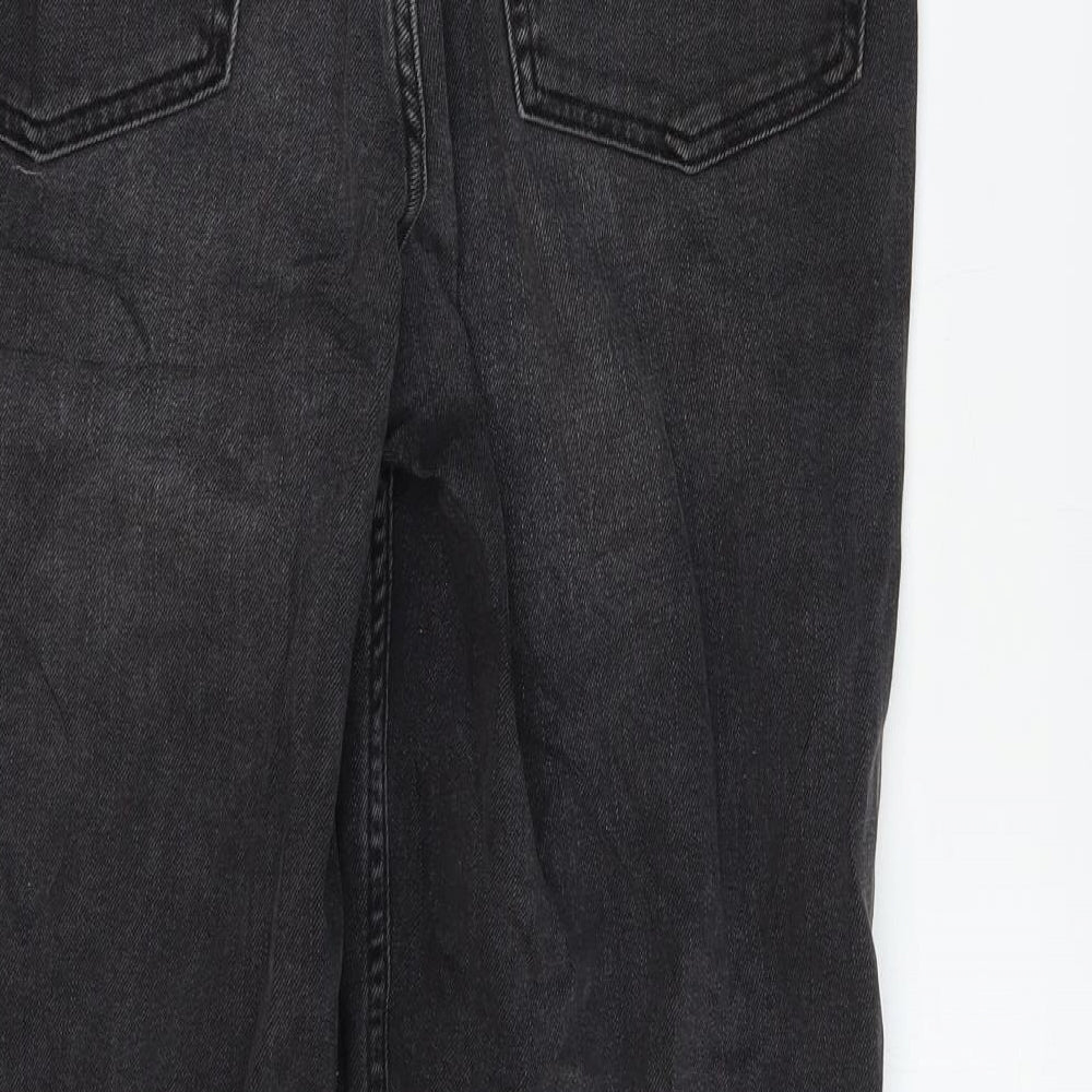 Marks and Spencer Womens Black Cotton Straight Jeans Size 12 L27 in Regular Zip