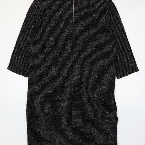 First Avenue Womens Black Polyester A-Line Size XL Round Neck Zip - Leather Effect Trims
