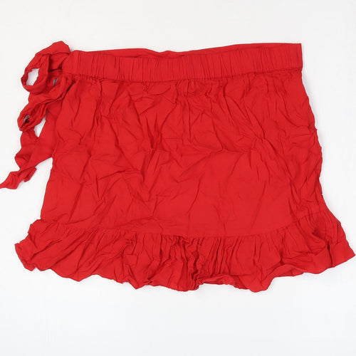 Secret Bazaar Womens Red Viscose Wrap Skirt Size M Tie - Faux Wrap