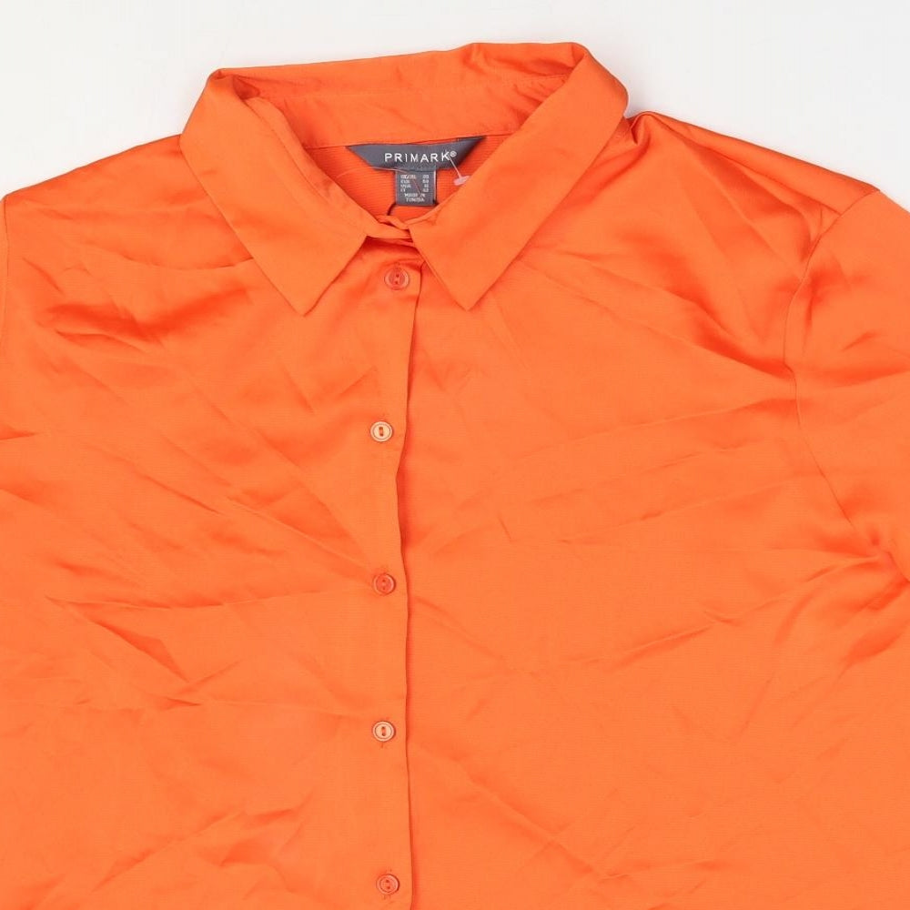 Primark Womens Orange Polyester Basic Button-Up Size 20 Collared