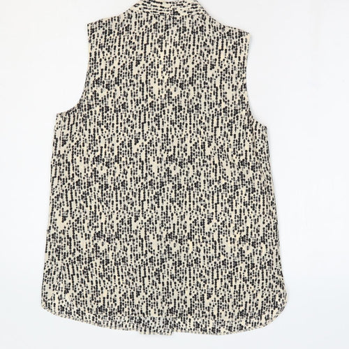 Primark Womens Beige Geometric Polyester Basic Tank Size 6 V-Neck - Pleat Front
