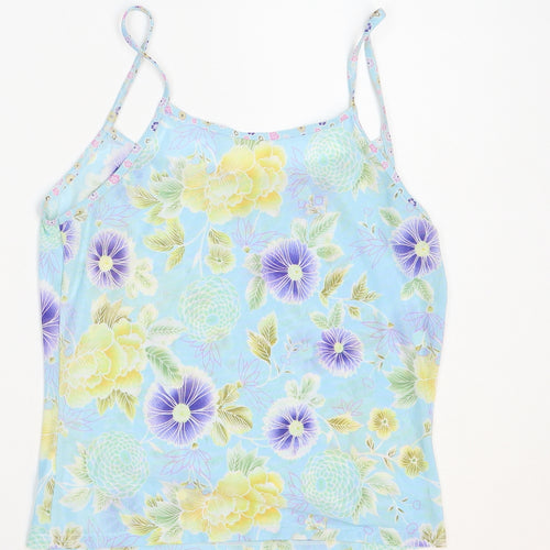 Caprice Womens Blue Floral Polyester Camisole Tank Size 12 Round Neck