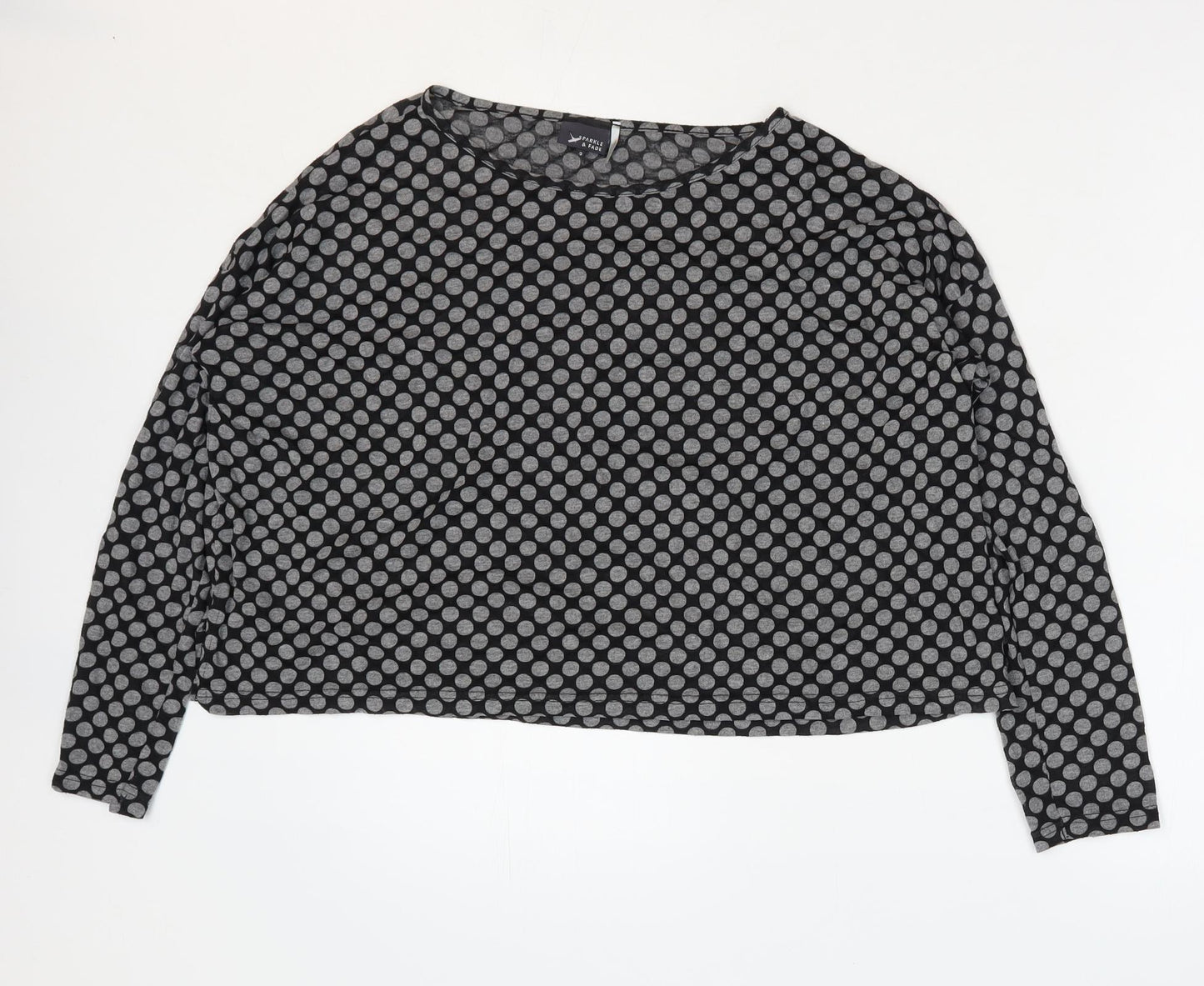 Sparkle & Fade Womens Grey Polka Dot Polyester Cropped T-Shirt Size S Round Neck