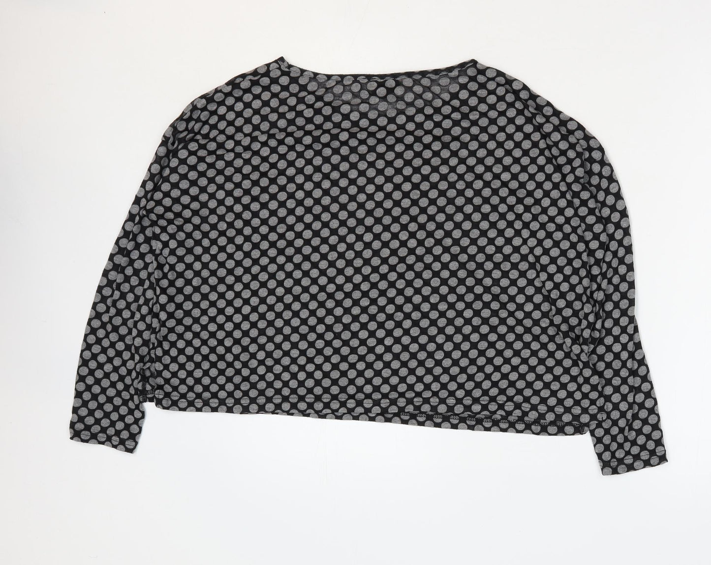 Sparkle & Fade Womens Grey Polka Dot Polyester Cropped T-Shirt Size S Round Neck