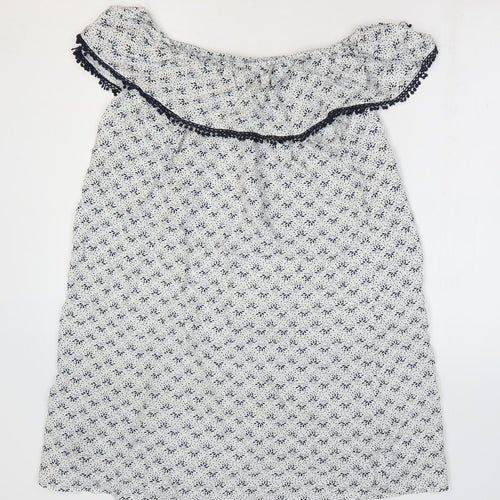 George Womens White Floral Viscose A-Line Size 14 Off the Shoulder Pullover