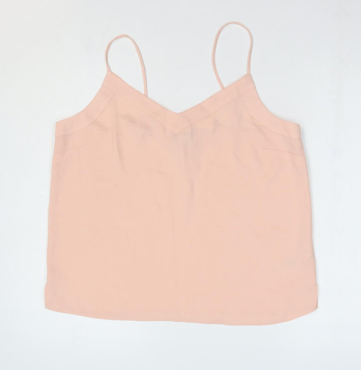 Topshop Womens Pink Polyester Camisole Blouse Size 14 V-Neck