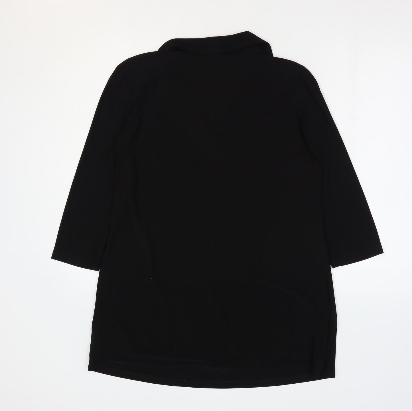 Coco Bianco Womens Black Polyester Basic Blouse Size L Collared