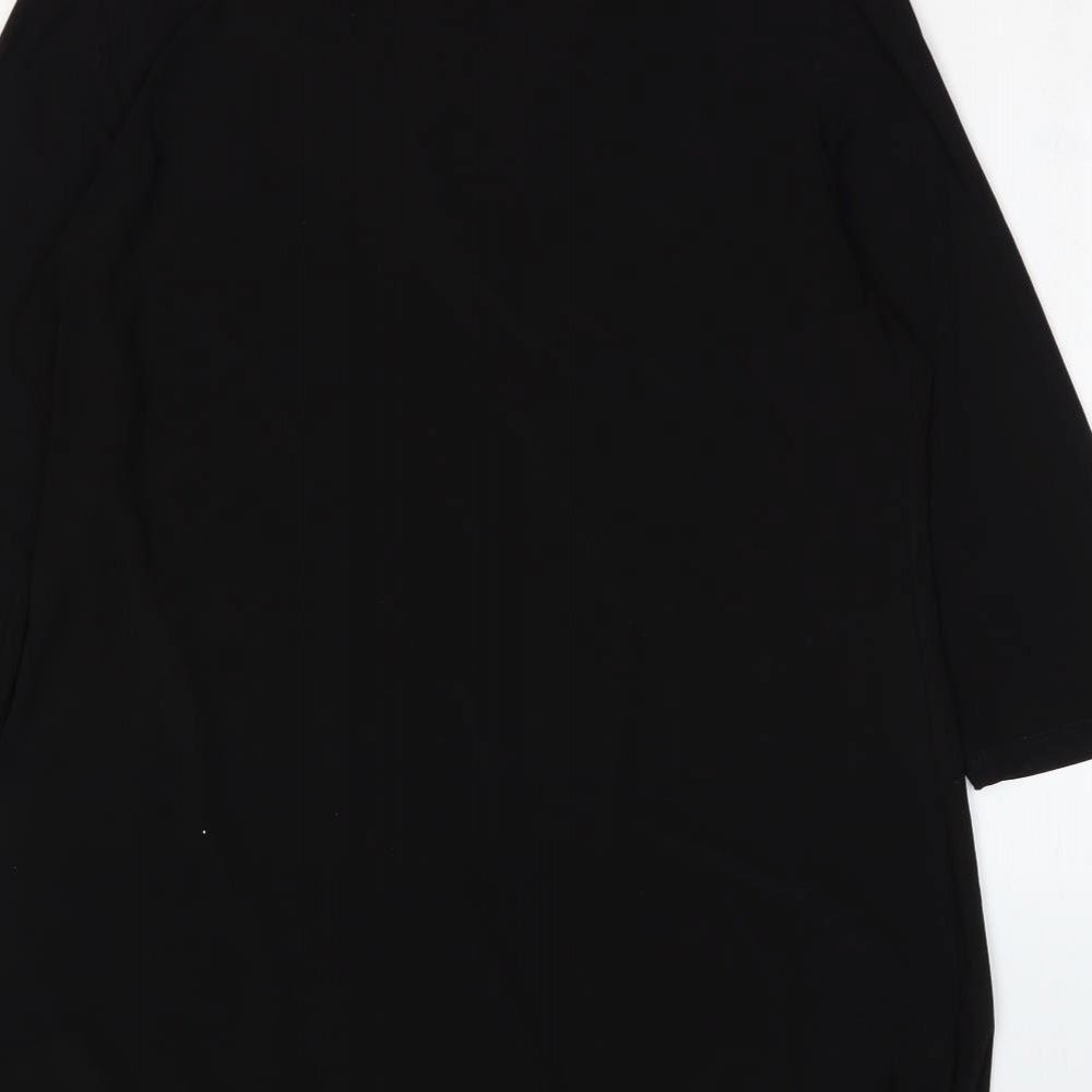 Coco Bianco Womens Black Polyester Basic Blouse Size L Collared