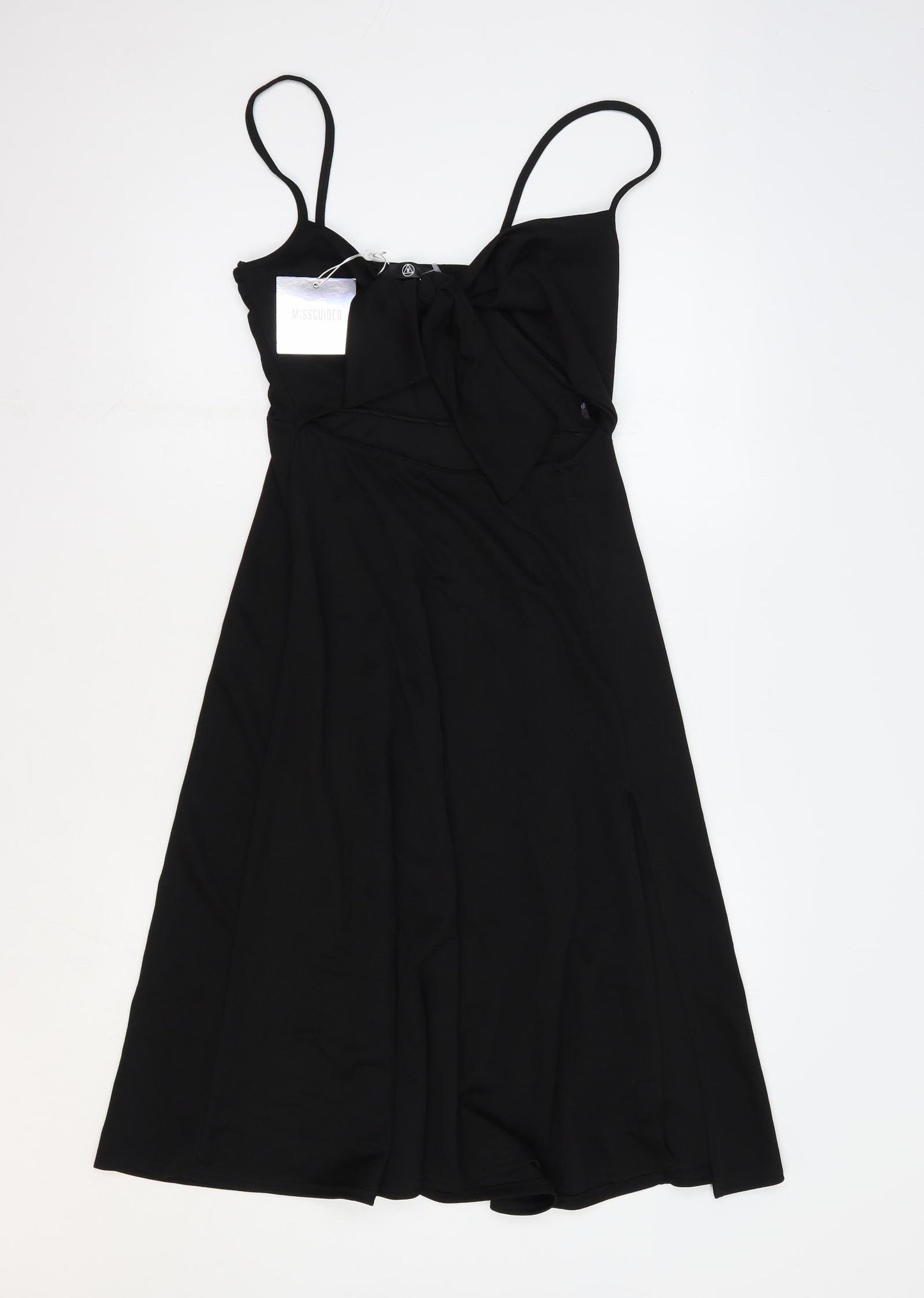 Missguided Womens Black Polyester Fit & Flare Size 12 Sweetheart Tie - Tie Front