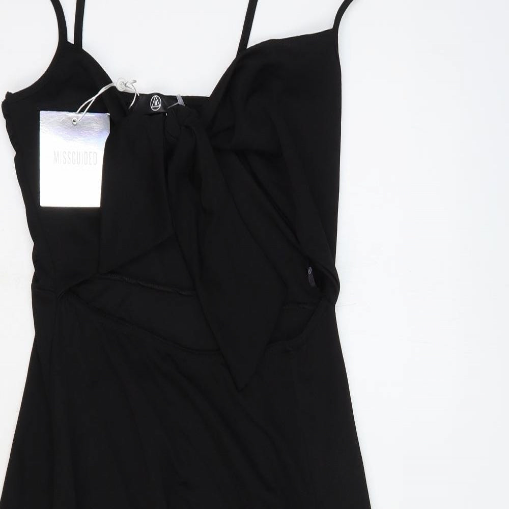 Missguided Womens Black Polyester Fit & Flare Size 12 Sweetheart Tie - Tie Front