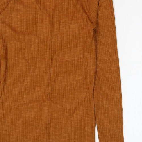 PEP&Co Womens Brown Polyester Basic Blouse Size 8 V-Neck