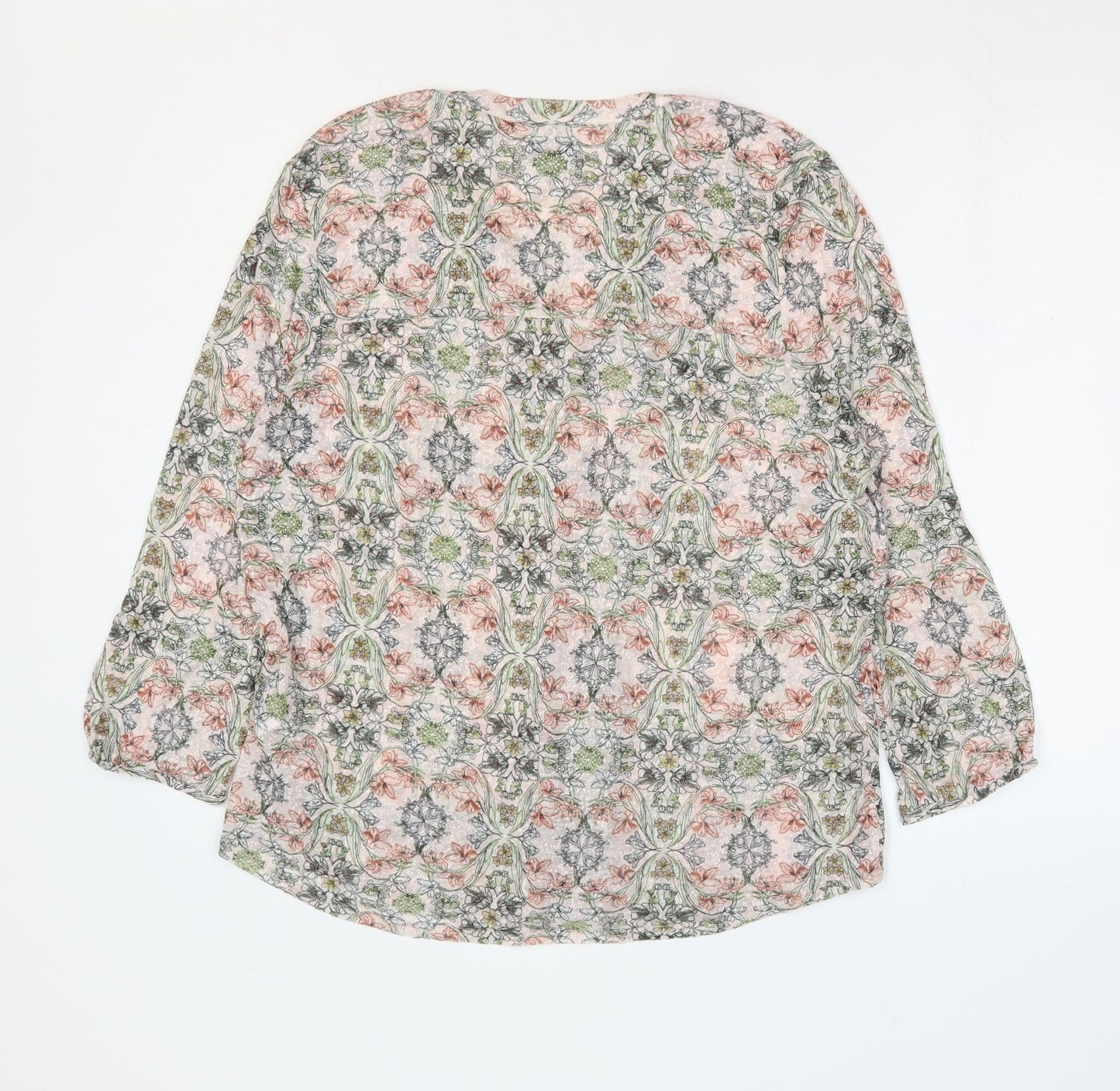 Marks and Spencer Womens Pink Floral Polyester Basic Blouse Size 18 V-Neck