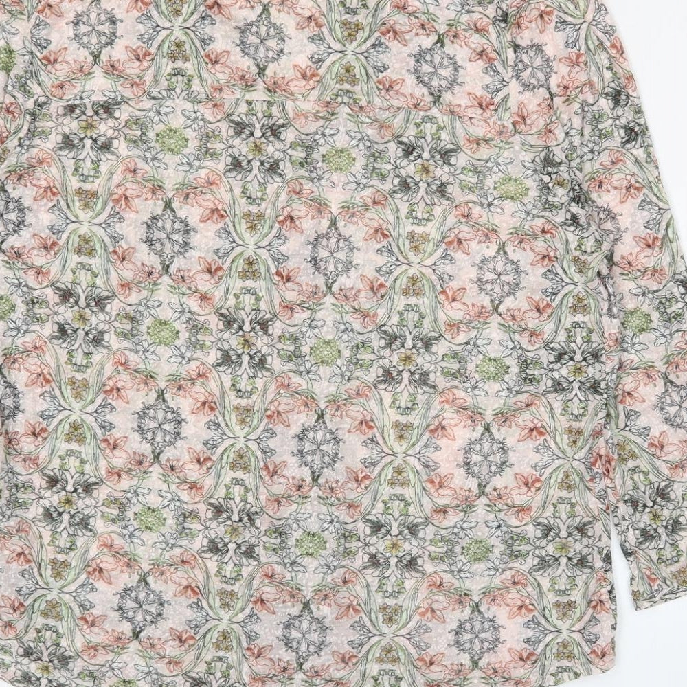 Marks and Spencer Womens Pink Floral Polyester Basic Blouse Size 18 V-Neck