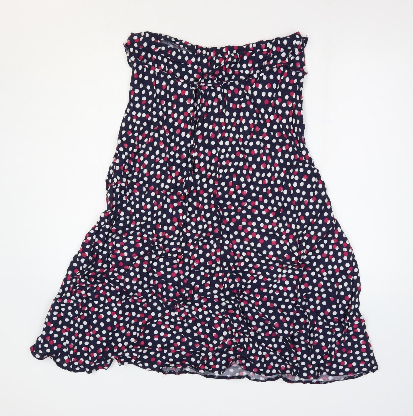 Marks and Spencer Womens Blue Polka Dot Viscose A-Line Skirt Size 14 Tie