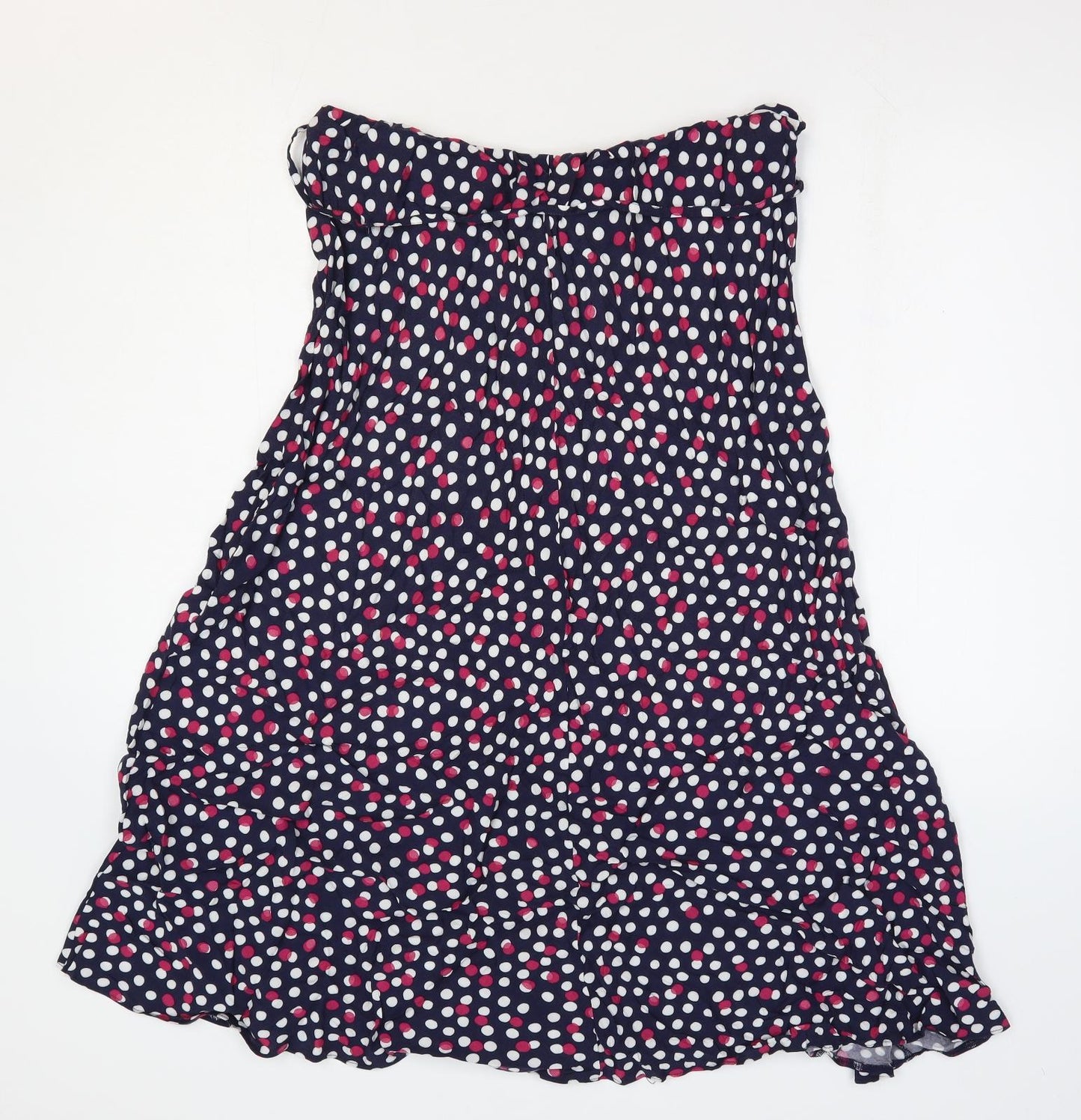 Marks and Spencer Womens Blue Polka Dot Viscose A-Line Skirt Size 14 Tie