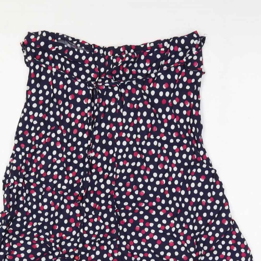 Marks and Spencer Womens Blue Polka Dot Viscose A-Line Skirt Size 14 Tie