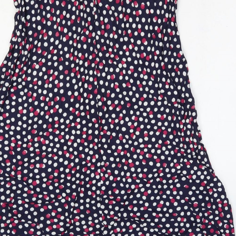 Marks and Spencer Womens Blue Polka Dot Viscose A-Line Skirt Size 14 Tie