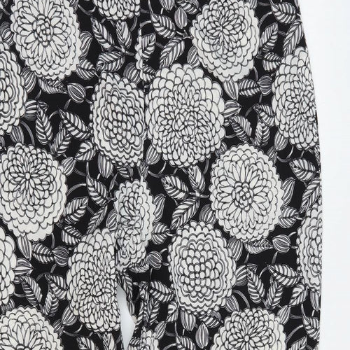 Lola May Womens Black Floral Polyester Trousers Size 10 L28 in Regular Zip