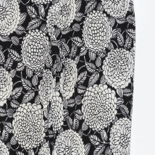 Lola May Womens Black Floral Polyester Trousers Size 10 L28 in Regular Zip