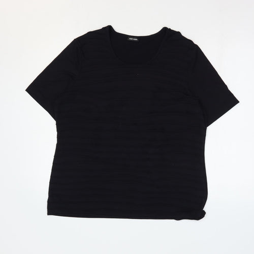 Gerry Weber Womens Black Viscose Basic T-Shirt Size 18 Scoop Neck