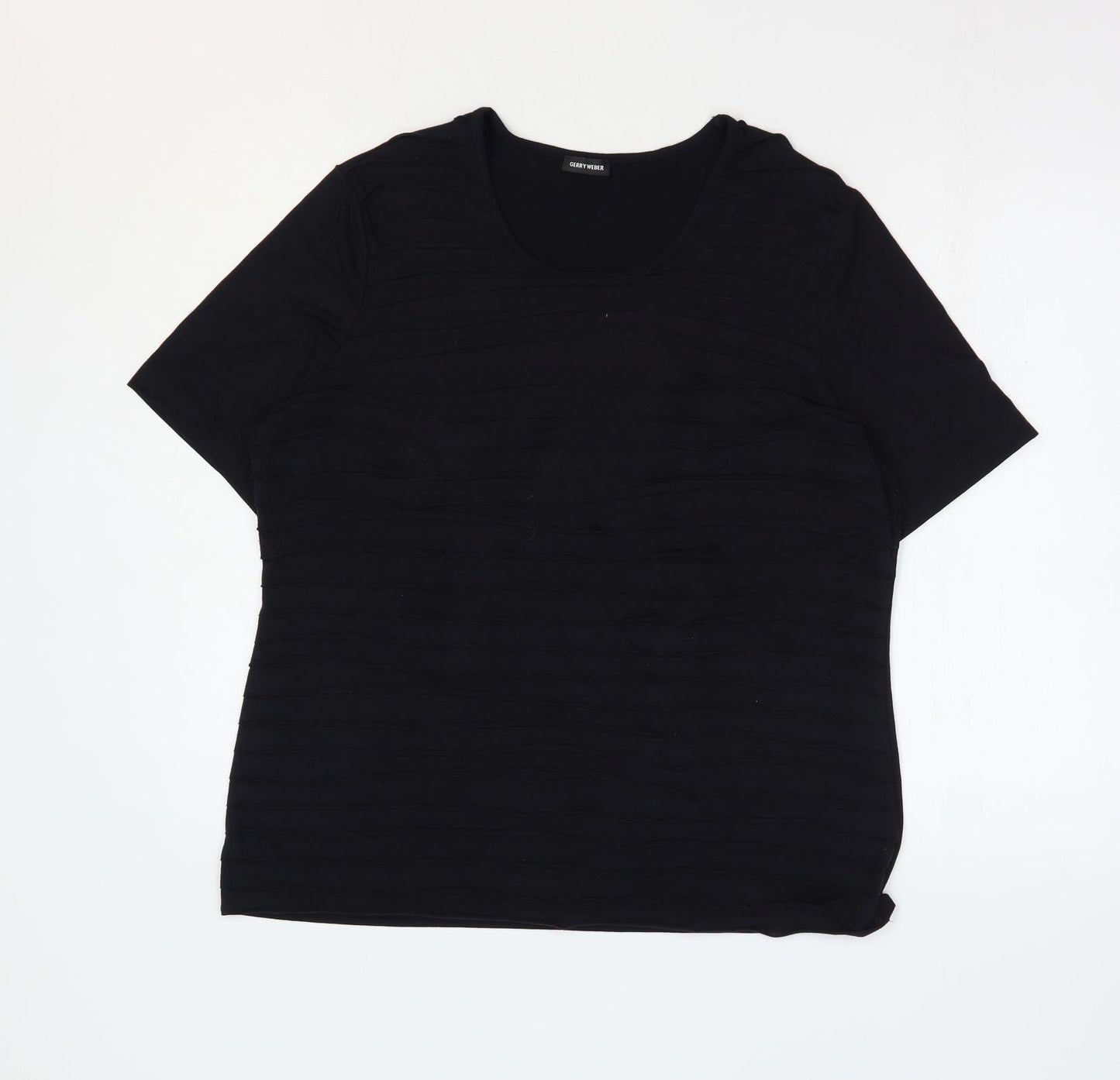 Gerry Weber Womens Black Viscose Basic T-Shirt Size 18 Scoop Neck