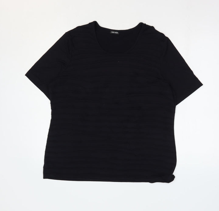 Gerry Weber Womens Black Viscose Basic T-Shirt Size 18 Scoop Neck