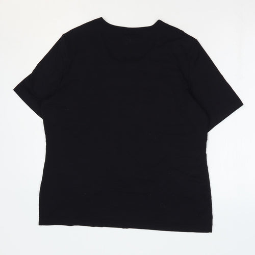 Gerry Weber Womens Black Viscose Basic T-Shirt Size 18 Scoop Neck